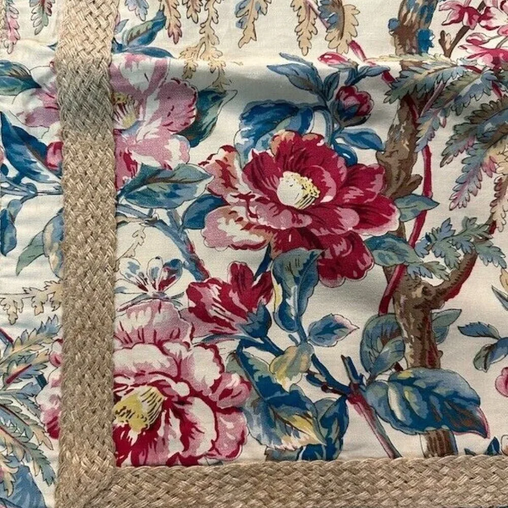 Ralph Lauren TANGIER Set of Two (2) Standard Pillow Shams Floral Jute Trim